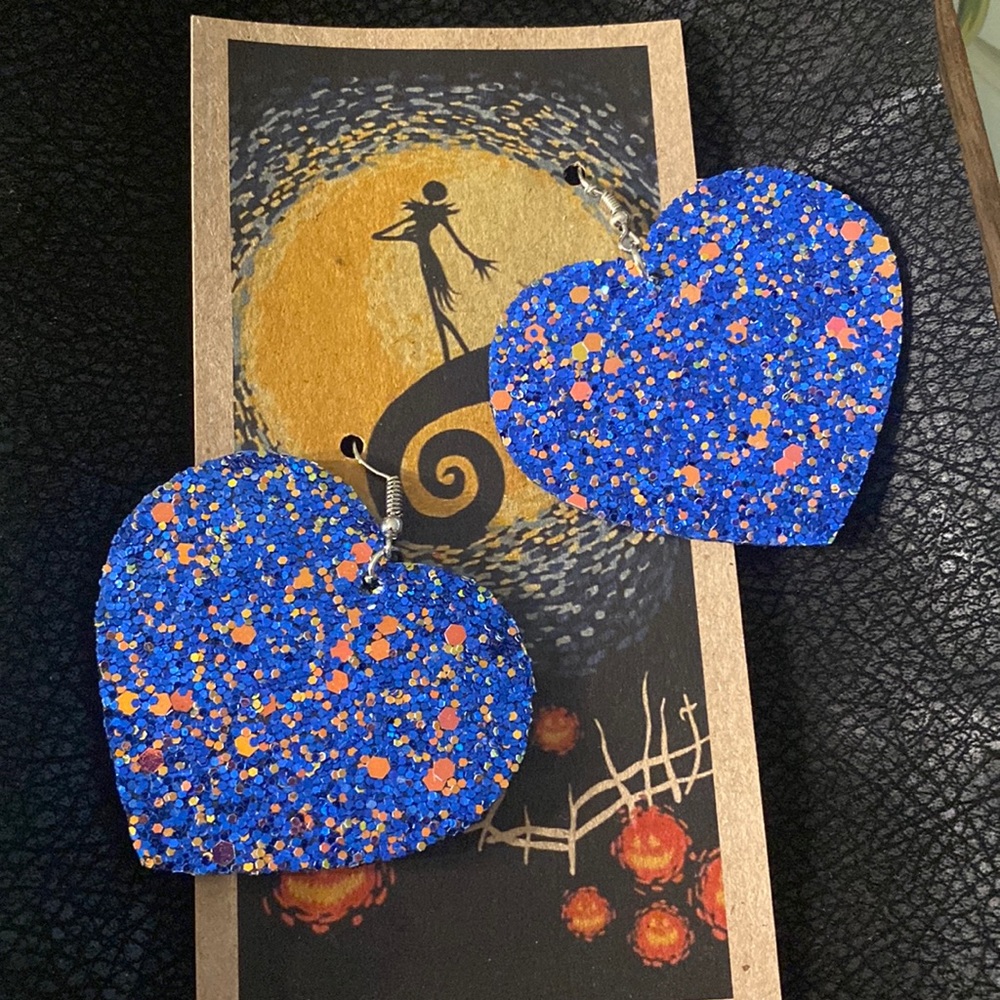 Midnight blue hearts with silver pierced hooks
